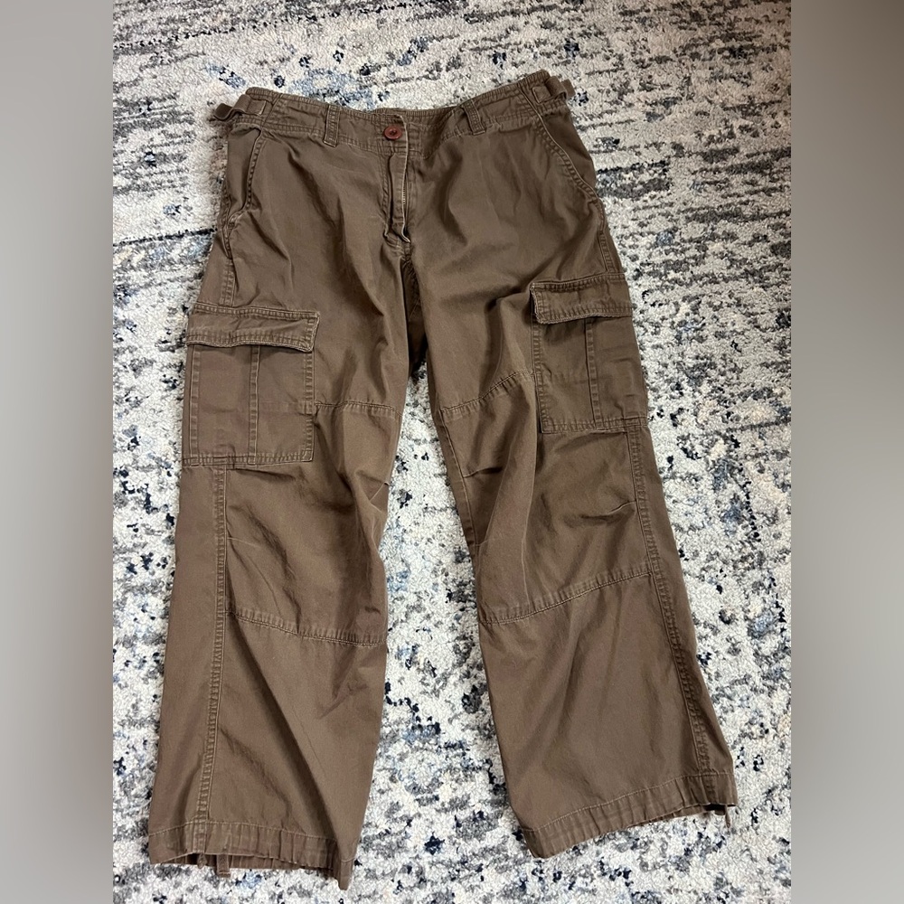 Garnet Hill Brown Cargo Capris with Utility Pockets
